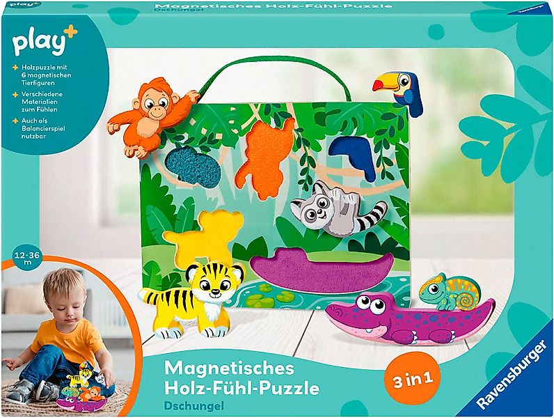 Ravensburger Puzzle Play+ Magnetisches Holz-Fühl-Puzzle: Dschungel, günstig online kaufen