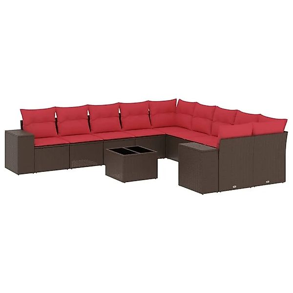 vidaXL 11-Tlg Gartensofa-Set mit Kissen Braun Polyrattan 3223123 günstig online kaufen
