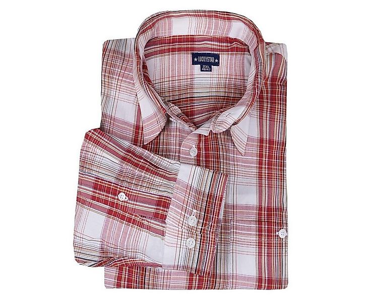 Lucky Star Karohemd Übergrößen Karohemd langarm von Lucky Star in rot-weiß- günstig online kaufen