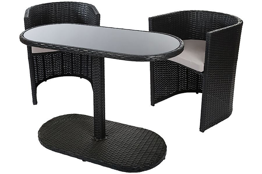 Wohnando Garten-Essgruppe Balkonmöbel Sitzgruppe "Susi", schwarz, günstig online kaufen