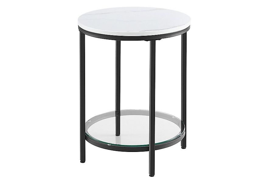 VASAGLE Beistelltisch, 2 Ebenen, Hartglas, Marmoroptik, Ø 45 cm, modern, mi günstig online kaufen