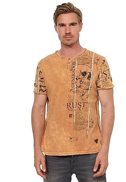 Rusty Neal T-Shirt im Used-Look mit Allover-Print günstig online kaufen