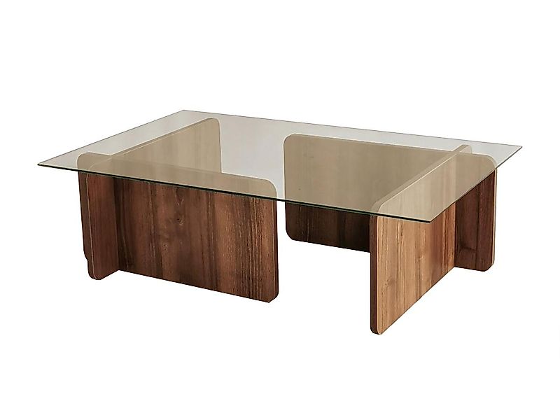 Couchtisch - Sicherheitsglas - Holzfarben dunkel & Transparent - AZRA günstig online kaufen