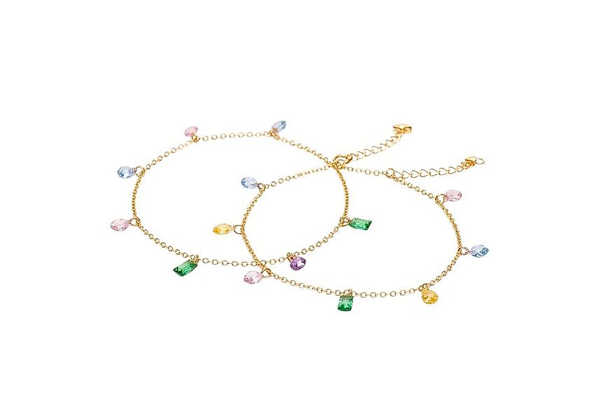 KARMA Schmuckset Fußkettchen & Armband Schmuckset Gold Kristalle Edelstahl günstig online kaufen
