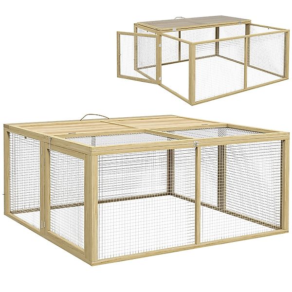 PawHut Kaninchenstall Klappbar mit Freilaufgehege 120 x 120x57 m günstig online kaufen