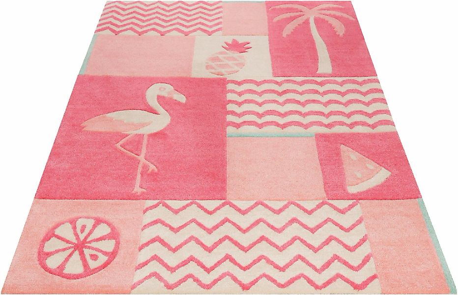SMART KIDS Kinderteppich "Fruity Flamingo" rechteckig 9 mm Höhe Flamingos P günstig online kaufen