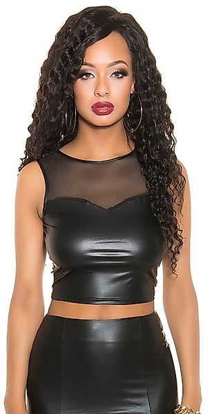 Koucla Crop-Top Wetlook Tanktop mit Mesheinsatz, Shirt ärmellos günstig online kaufen