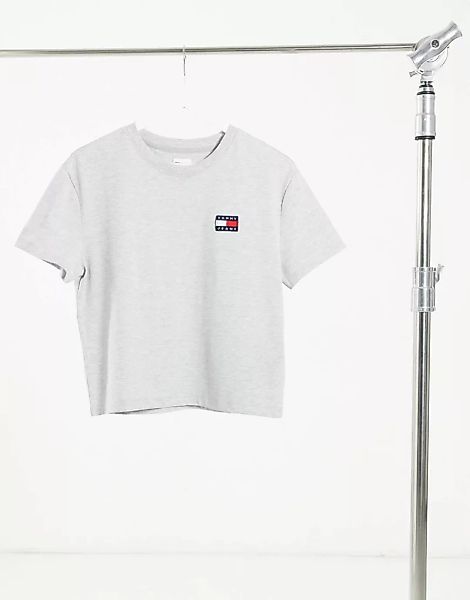 Tommy Jeans - T-Shirt mit Flaggenprint in Grau günstig online kaufen