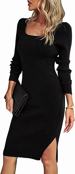 KIKI A-Linien-Kleid Damen Strickkleid Bodycon Freizeitkleid Pullikleid Midi günstig online kaufen