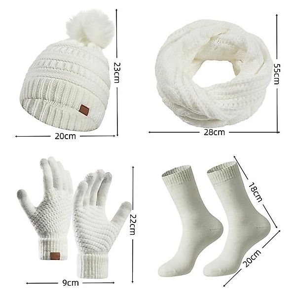 Coonoor Mütze & Schal Strickmützen-Schal-Handschuhe-Socken 4-teiliges günstig online kaufen