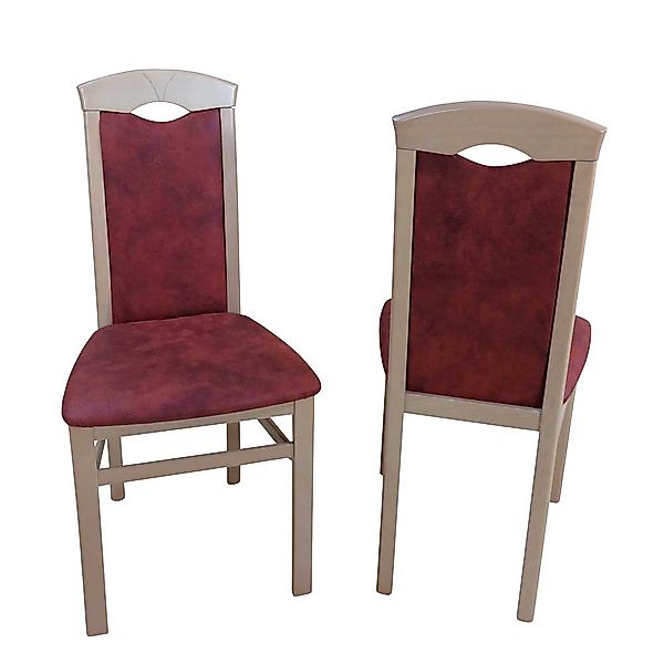 Esstischstuhl aus Massivholz Vintage Braun Stoff (2er Set) günstig online kaufen