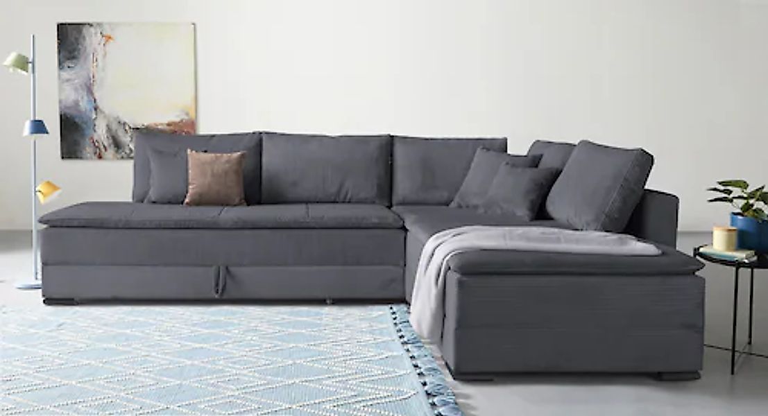 INOSIGN Ecksofa, inklusive Bettfunktion und Bettkasten günstig online kaufen