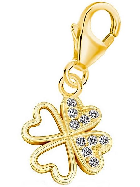 Goldene Hufeisen Charm-Einhänger Charm Kleeblatt 925 Silber mit Zirkonia Ve günstig online kaufen