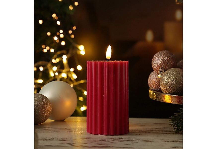 MARELIDA LED-Kerze Liv Echtwachs gerillt mit Rillen flackernd H: 14,5cm Tim günstig online kaufen