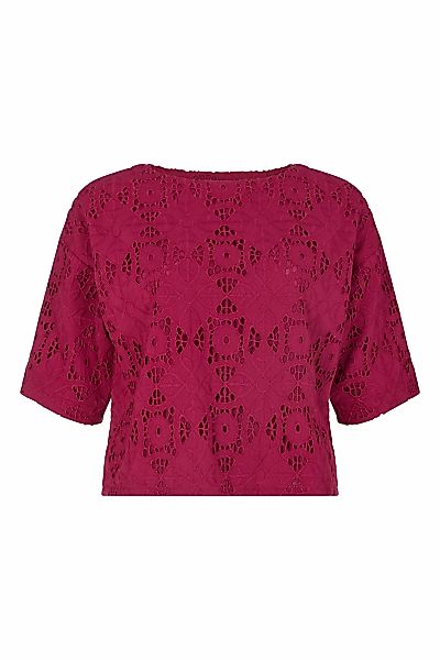RAFFYA T-Shirt "Opal Broderie Anglaise Split Open Blouse Damen" günstig online kaufen