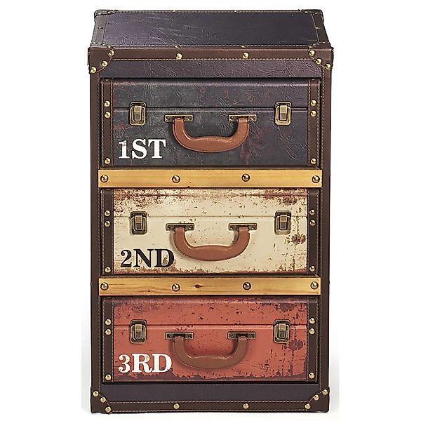 Kobolo Kofferregal Regal Kommode in Kofferoptik RETRO 3 Fächer 41x30x64 cm günstig online kaufen