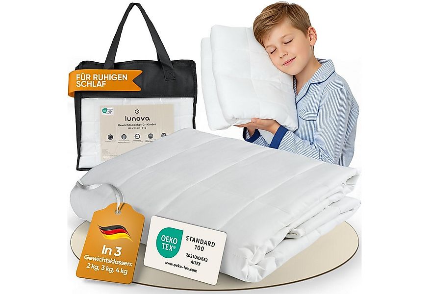 Lunova Gewichtsdecke für Kinder, Füllung: hypoallergene Glasperlen, Therapi günstig online kaufen