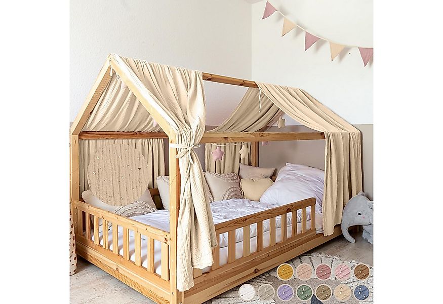 lilimaus Betthimmel Musselin Hausbett Himmel für Kinderzimmer mit Gold Appl günstig online kaufen