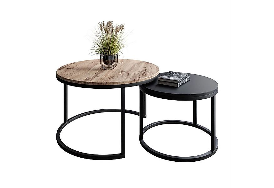 Lookway Couchtisch CIRI MIX 2in1 Runder Tisch (2er Set), Durchmesser: ⌀70 c günstig online kaufen
