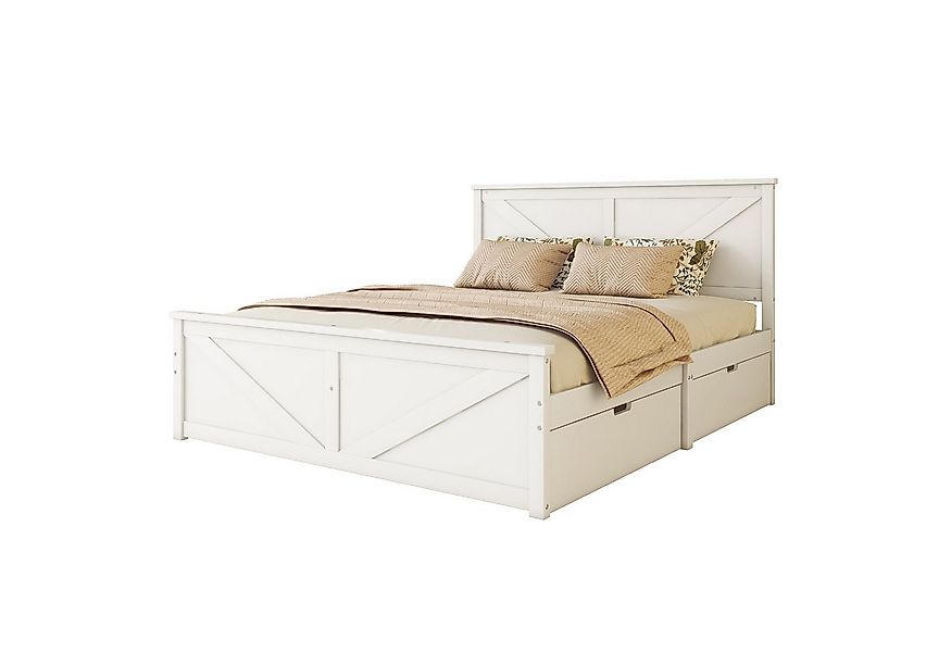 REDOM Funktionsbett 160x200cm Einfaches Holzpritschenbett mit vier Schublad günstig online kaufen