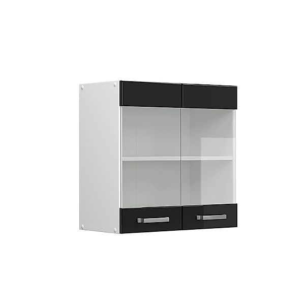 Vicco Glashängeschrank R-Line, Schwarz Hochglanz/Weiß, 60 cm günstig online kaufen