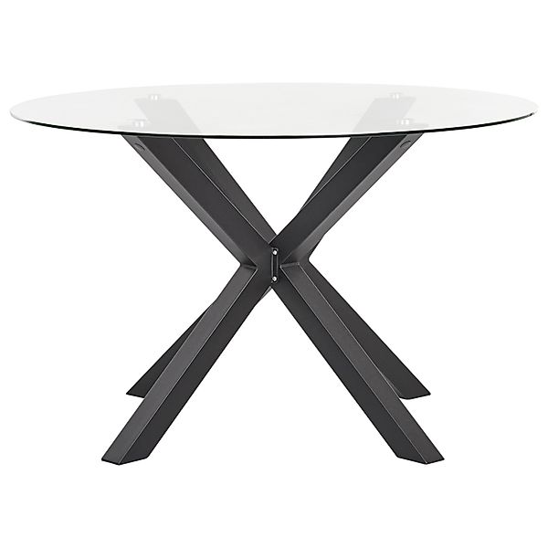 Beliani Runder Tisch MALETTO Schwarz Transparent 120x120x77 günstig online kaufen