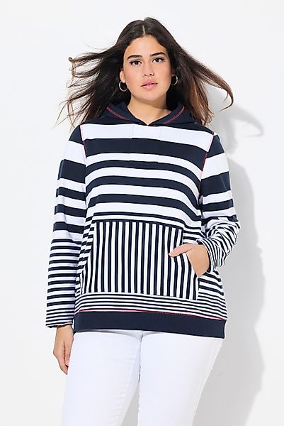 Ulla Popken Hoodie Hoodie Streifen Kapuze günstig online kaufen