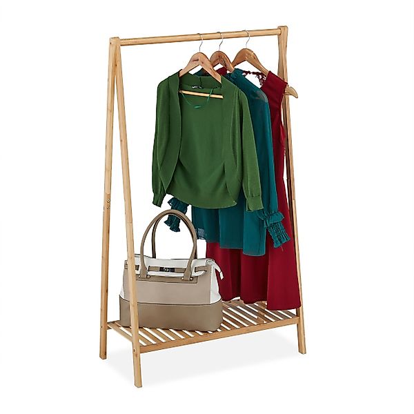 relaxdays Kleiderstange Kleiderständer Bambus 67 cm günstig online kaufen
