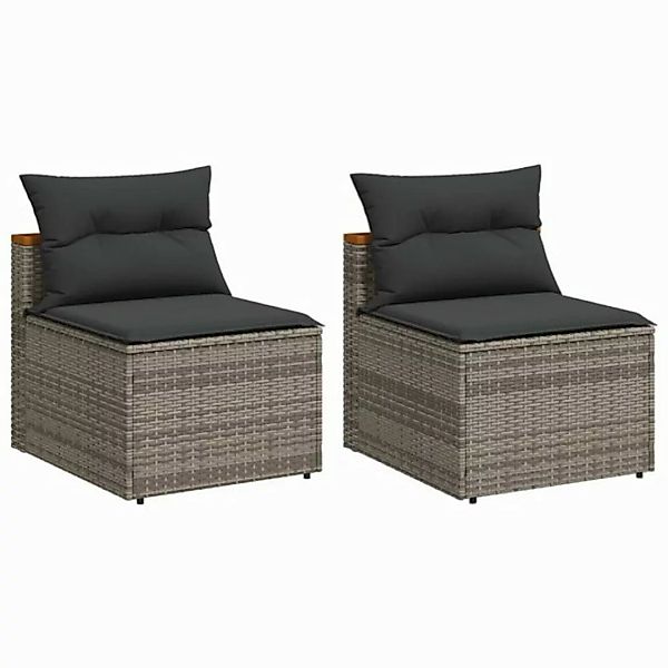 vidaXL Sofa, Gartensofas ohne Armlehnen mit Kissen 2 Stk. Beige Poly Rattan günstig online kaufen