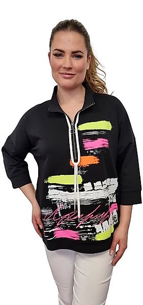 Gio Milano Longsweatshirt G28-1105, mit 3/4-Arm, Motiv-Print und Zip-Kragen günstig online kaufen