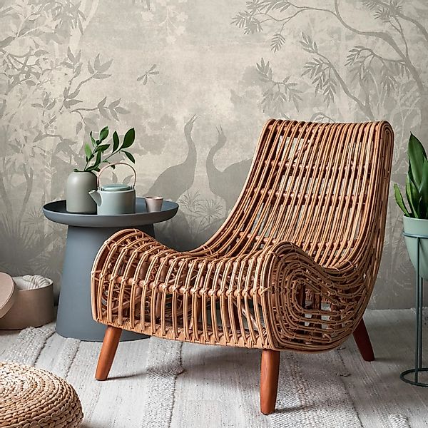 PROFHOME 399181-GU Fototapete Wald Matt Beige Grau Creme-Weiß 3,71 m x 2,8 günstig online kaufen