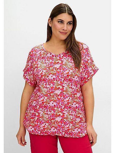 Sheego T-Shirt Große Größen mit Blumendruck und Saum-Gummizug günstig online kaufen
