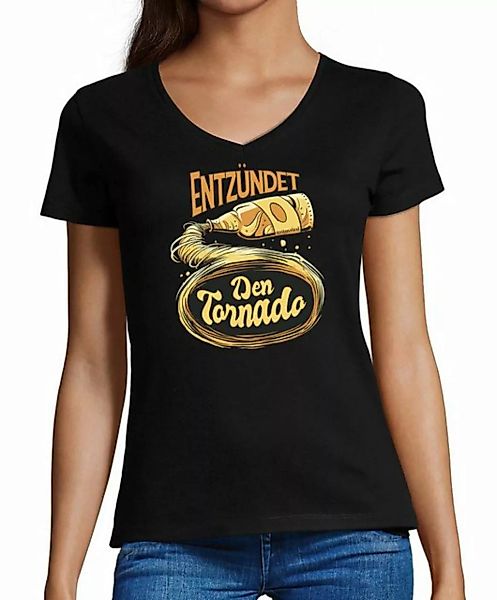 MyDesign24 T-Shirt Damen Oktoberfest T-Shirt - Entzündet den Tornado V-Auss günstig online kaufen