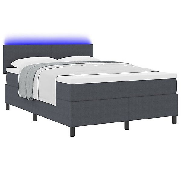 vidaXL Bett Boxspringbett mit Matratze&LED Dunkelgrau 160x200 cm Samtstoff günstig online kaufen