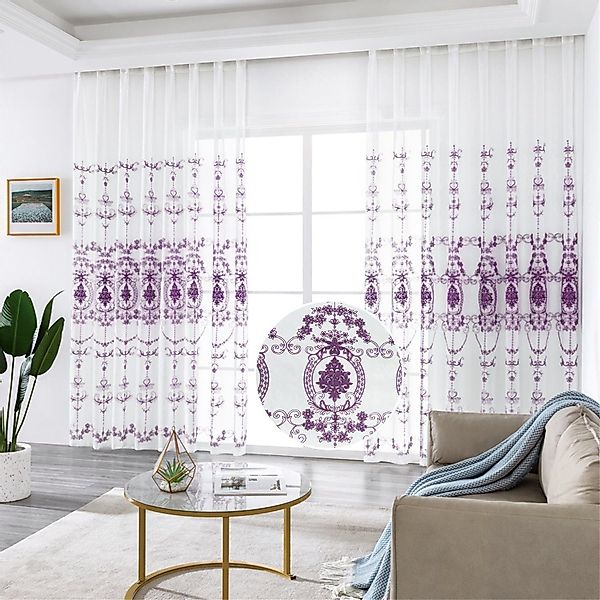 BYSURE Vorhang Blumen Stickerei Vorhänge (2 günstig online kaufen