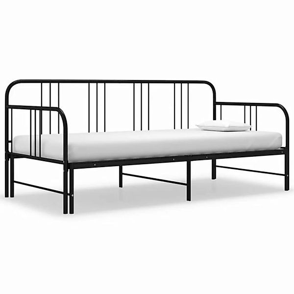 furnicato Bett Tagesbett Ausziehbar Schwarz Metall 90x200 cm günstig online kaufen