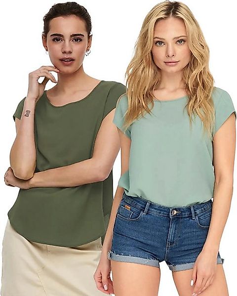 ONLY Shirtbluse (2er Pack) Basic Shirt mit gekreppten Muster im Doppelpack günstig online kaufen