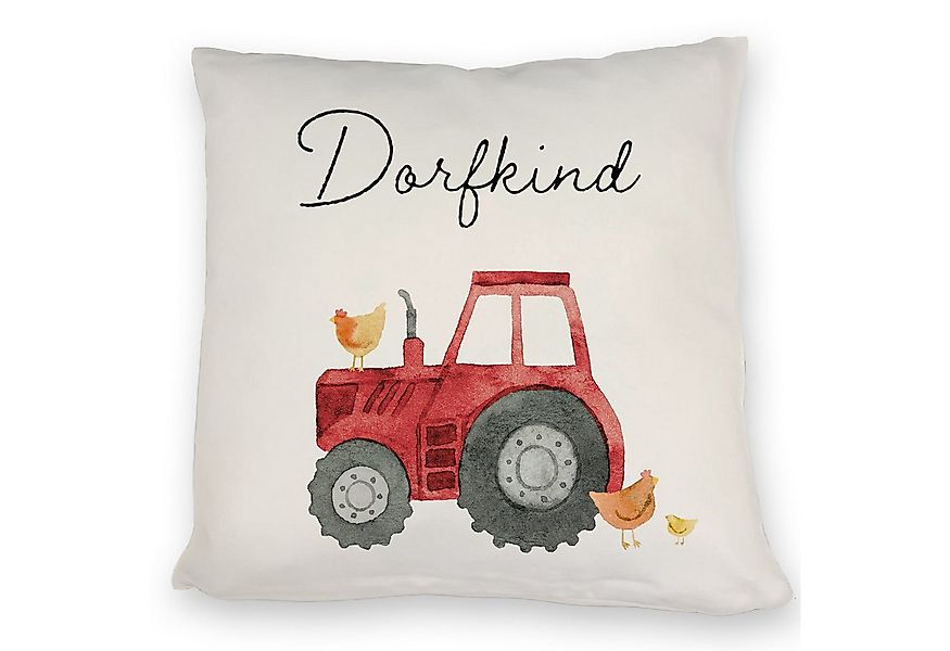speecheese Dekokissen Dorfkind roter Traktor Kissen günstig online kaufen