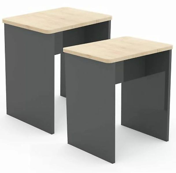 VCM 2er Set Holz Sitzhocker Würfel Fußablage Beistelltisch Esal braun günstig online kaufen