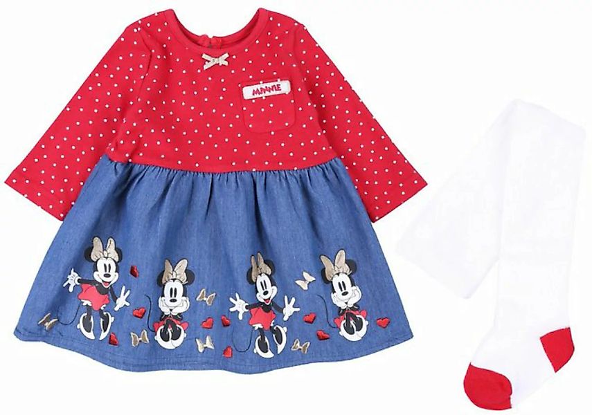 Sarcia.eu Druckkleid Rotes-Denim-Kleid + Strumpfhose Minnie Mouse Disney 0- günstig online kaufen