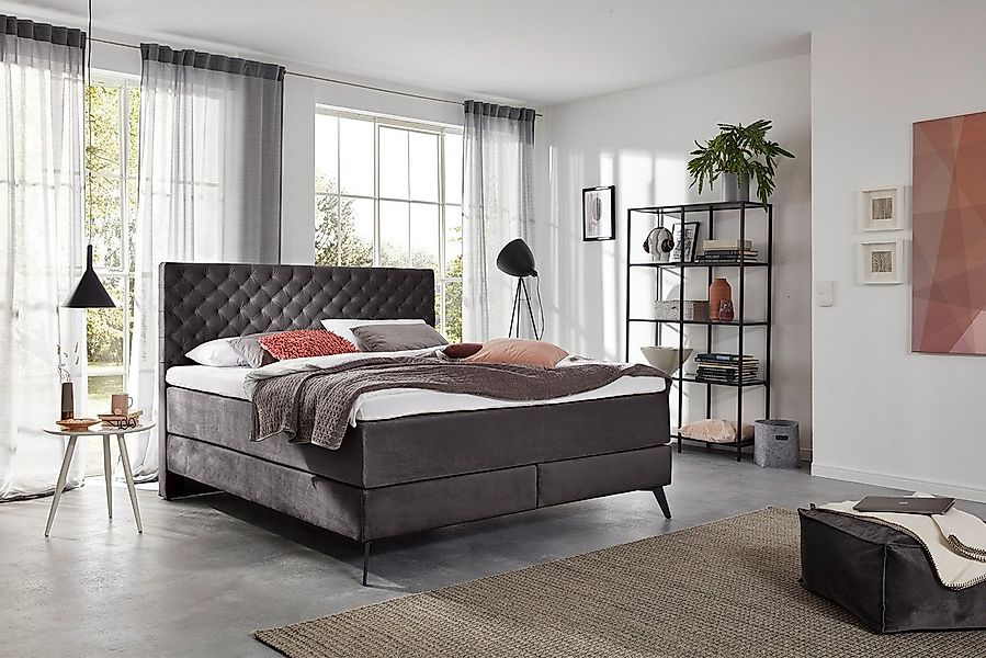 KAWOLA Boxspringbett SINDAR, Stoff, verschiedene Farben, mit oder ohne Topp günstig online kaufen