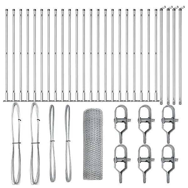 vidaXL Zaunpfosten Silber 50 x 0,8 m 25 mm Netz Stahl 3353831 günstig online kaufen