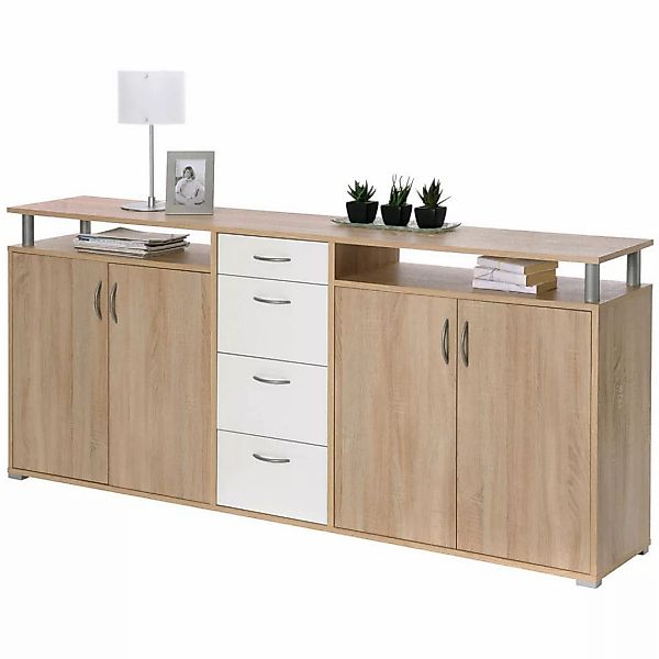 Sideboard Maximo Eiche Sonoma Nachbildung weiß B/H/T: ca. 208x94x38 cm günstig online kaufen