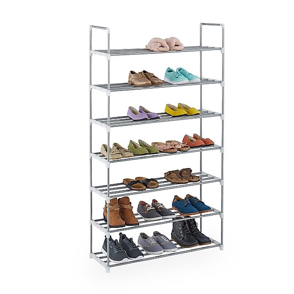 relaxdays Schuhregal Metall silb, 7 günstig online kaufen
