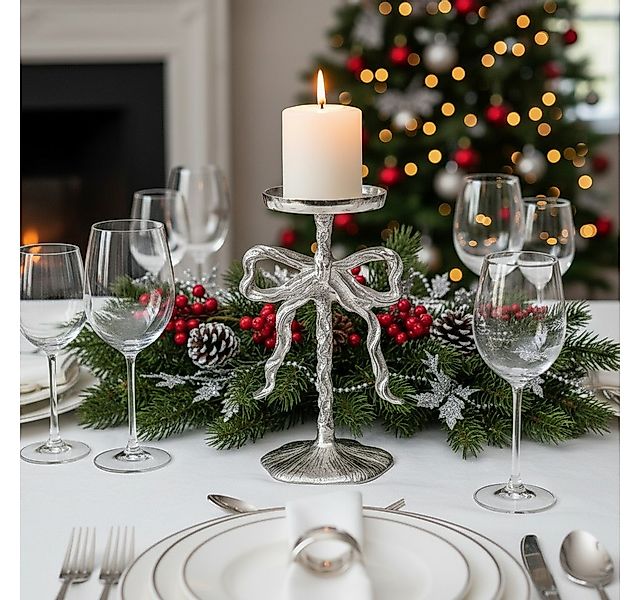 MF Kerzenleuchter Bow Elegance Kerzenleuchter Schleifenform Silber 26cm Alu günstig online kaufen