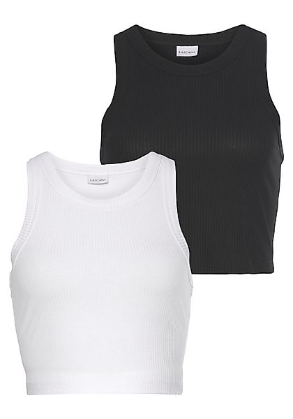 LASCANA Crop-Top, (2er-Pack), aus weicher Rippware, sommerliche Basic Tops günstig online kaufen