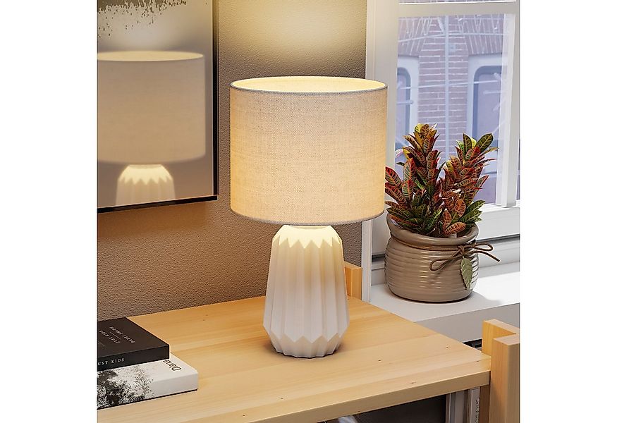 HOMCOM Tischleuchte Nachttischlampe mit Leinenschirm, Wippschalter, ohne Le günstig online kaufen