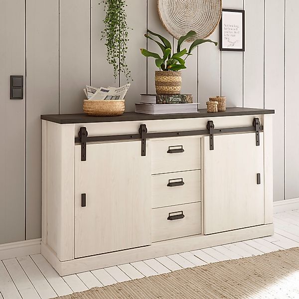 Home affaire Sideboard "SHERWOOD" Holz Dekor, mit Scheunentorbeschlag und A günstig online kaufen