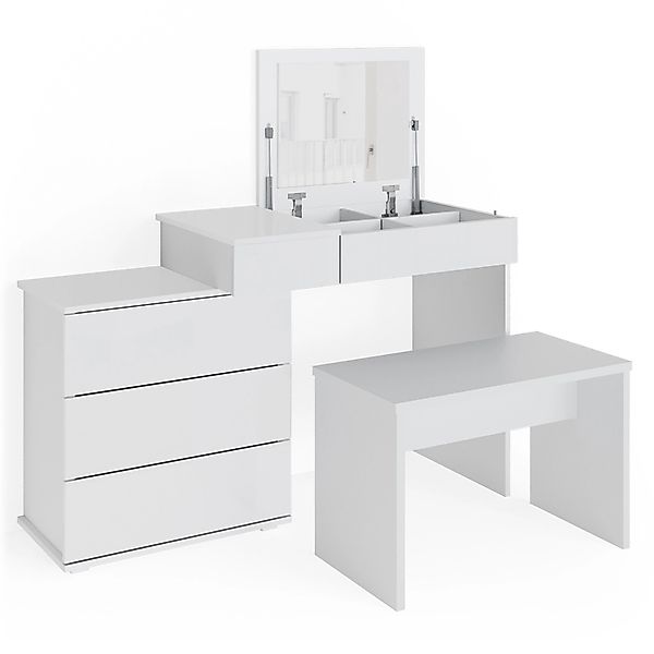 Vicco Schminktisch Lotos Weiß 117.4 cm mit Bank günstig online kaufen
