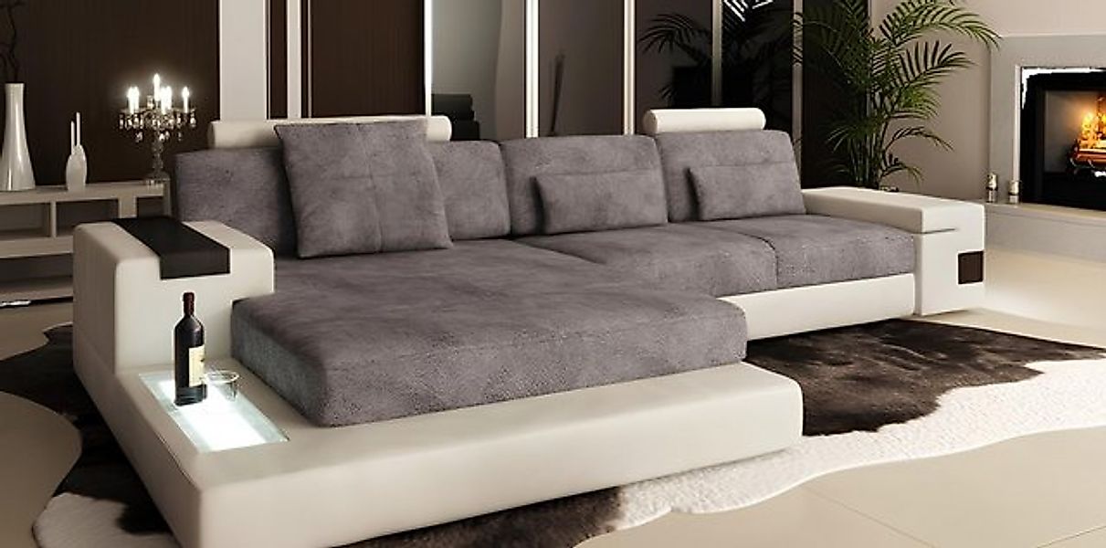 JVmoebel Ecksofa Ecksofa mit USB Polster Wohnlandschaft Garnitur Ecke Stoff günstig online kaufen